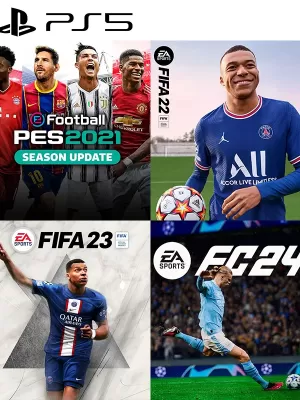 4 Juegos en 1 PES 2021 mas FIFA 22 mas FIFA 23 mas EA SPORTS FC 24 PS5